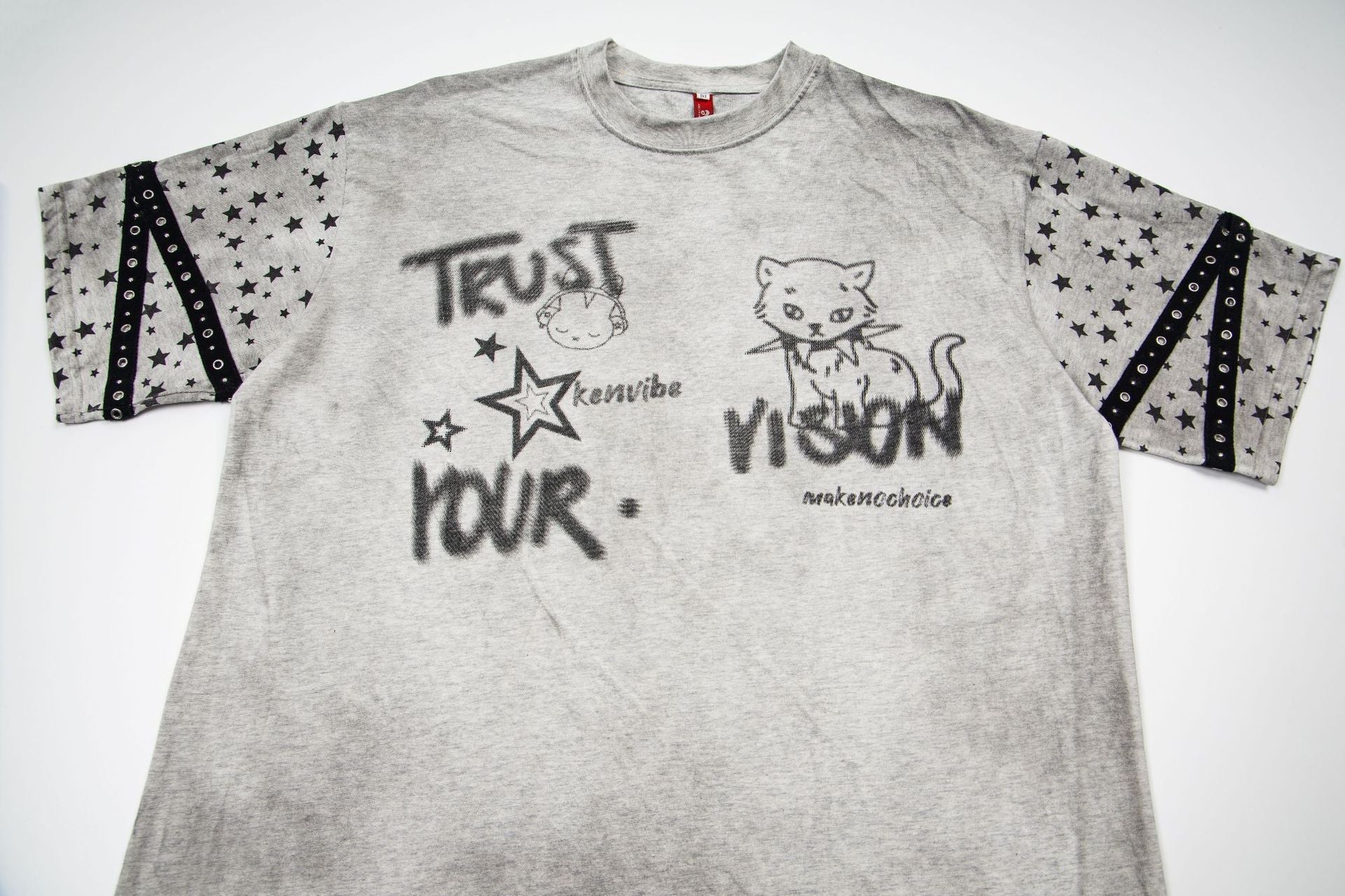 Graffiti Doodle Print Washed Short Sleeve T-Shirt