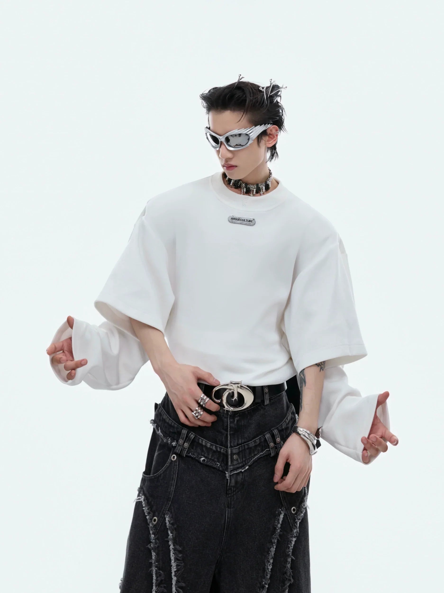 Double Layered Oversize Round Neck Sweatshirt