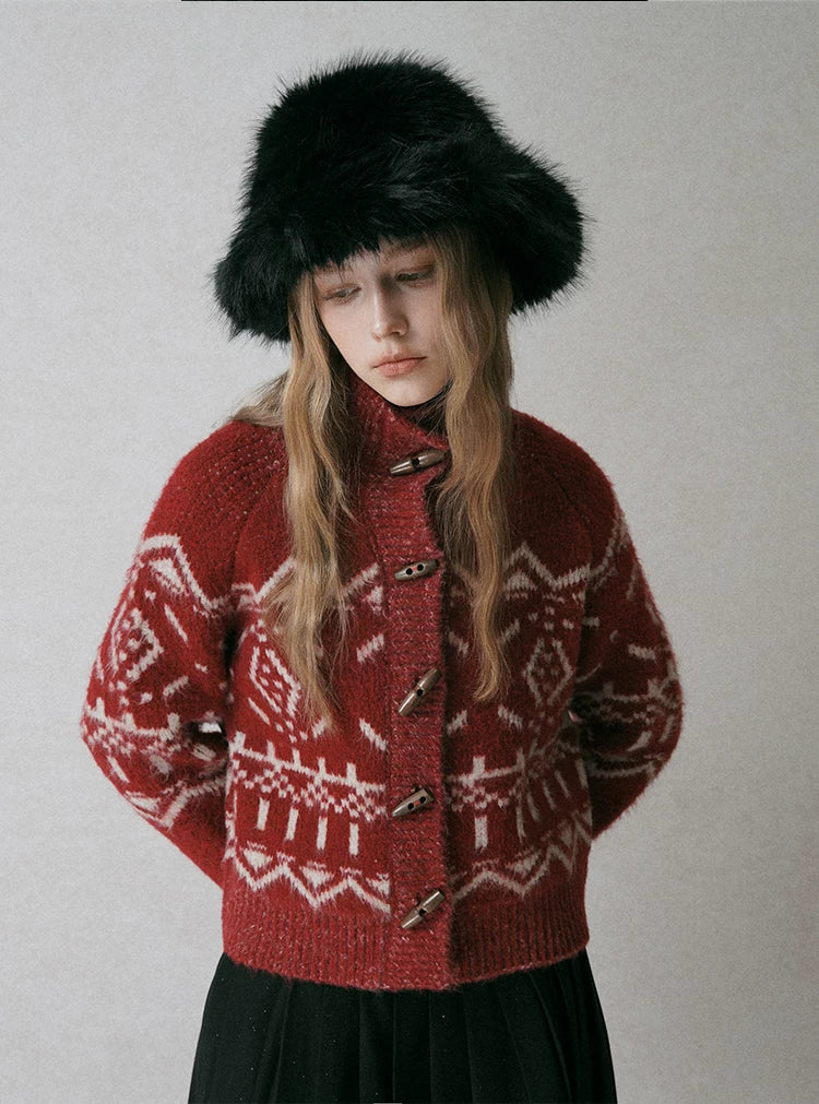 Fair Isle Jacquard Knit Cardigan