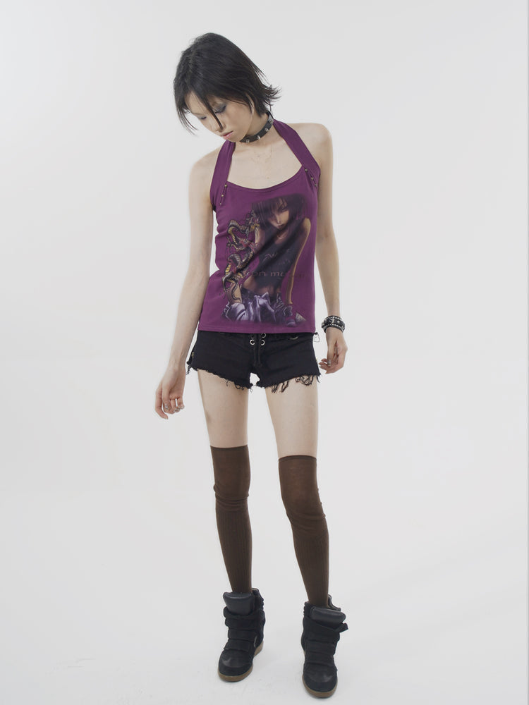 Studs Halter Neck Tank Top