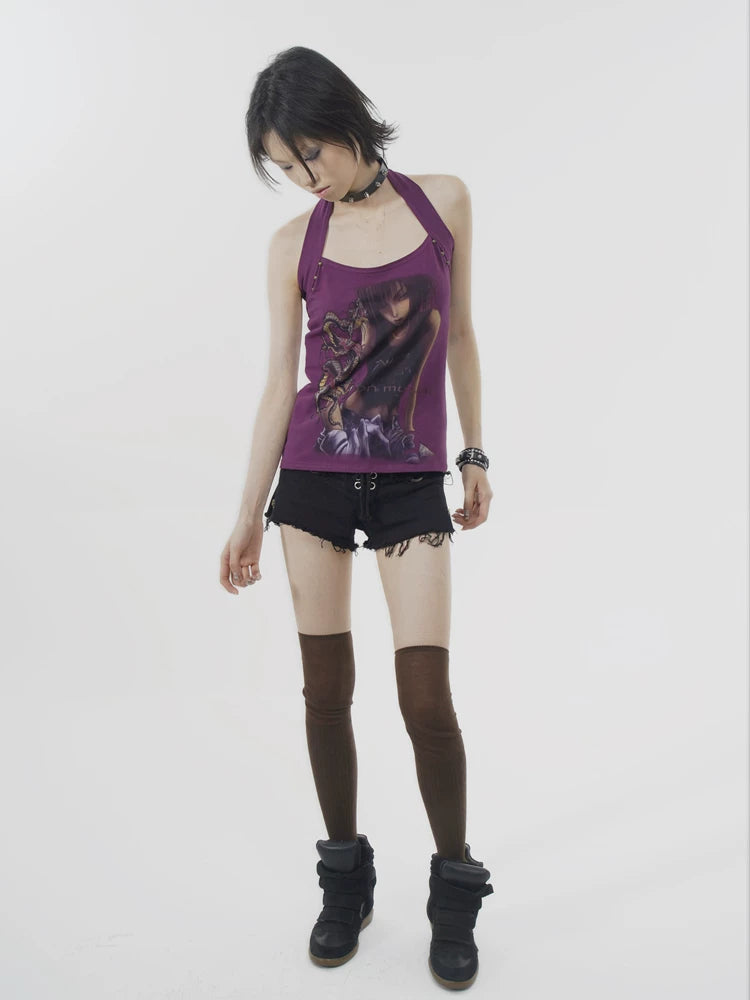 Studs Halter Neck Tank Top