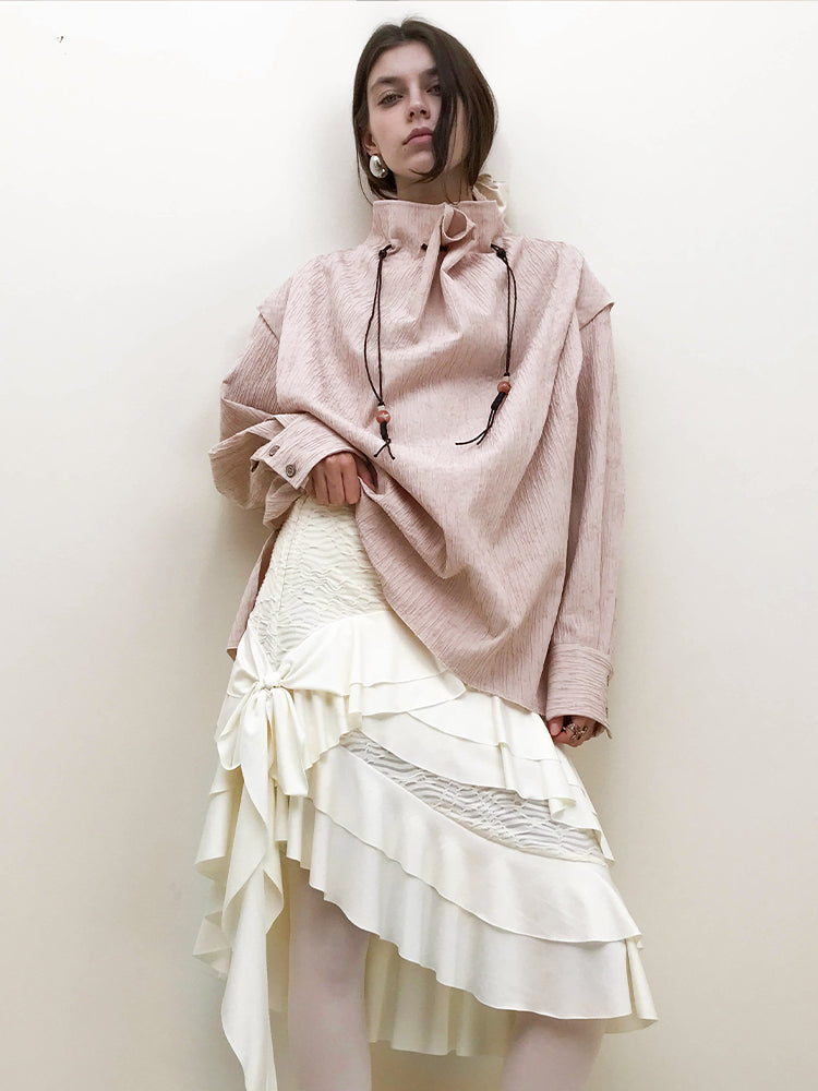 Wrinkle Design Long Sleeve Shirt