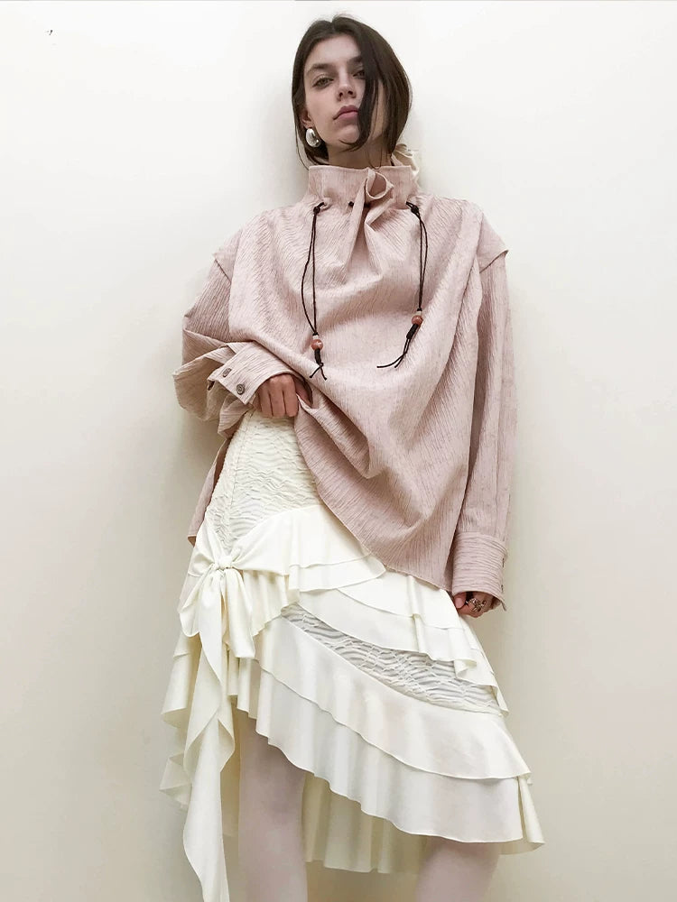Wrinkle Design Long Sleeve Shirt