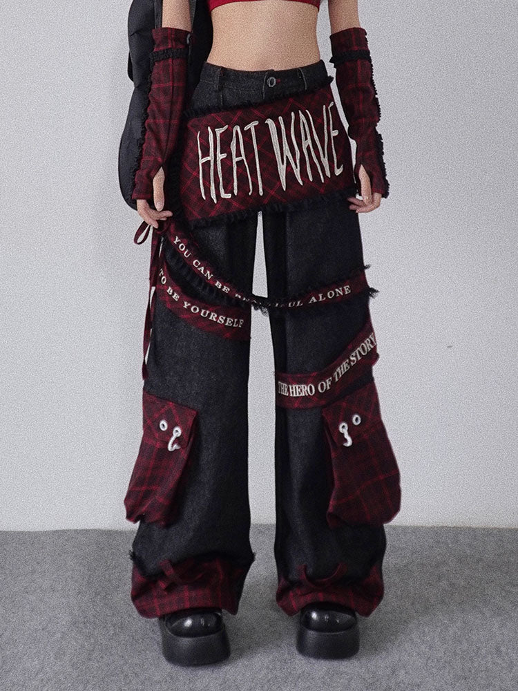 Embroidery Patchwork Multi-Pocket Cargo Pants