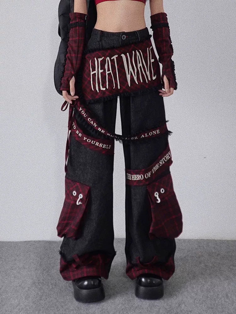 Embroidery Patchwork Multi-Pocket Cargo Pants