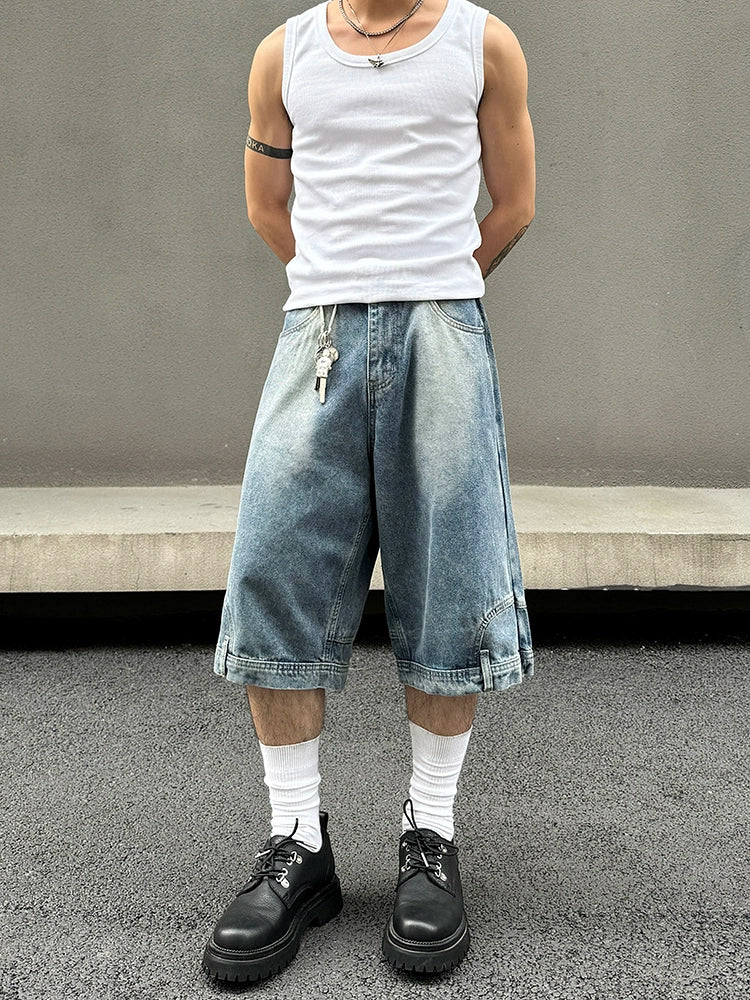 Reversed Design Straight Denim Short & Denim Jeans