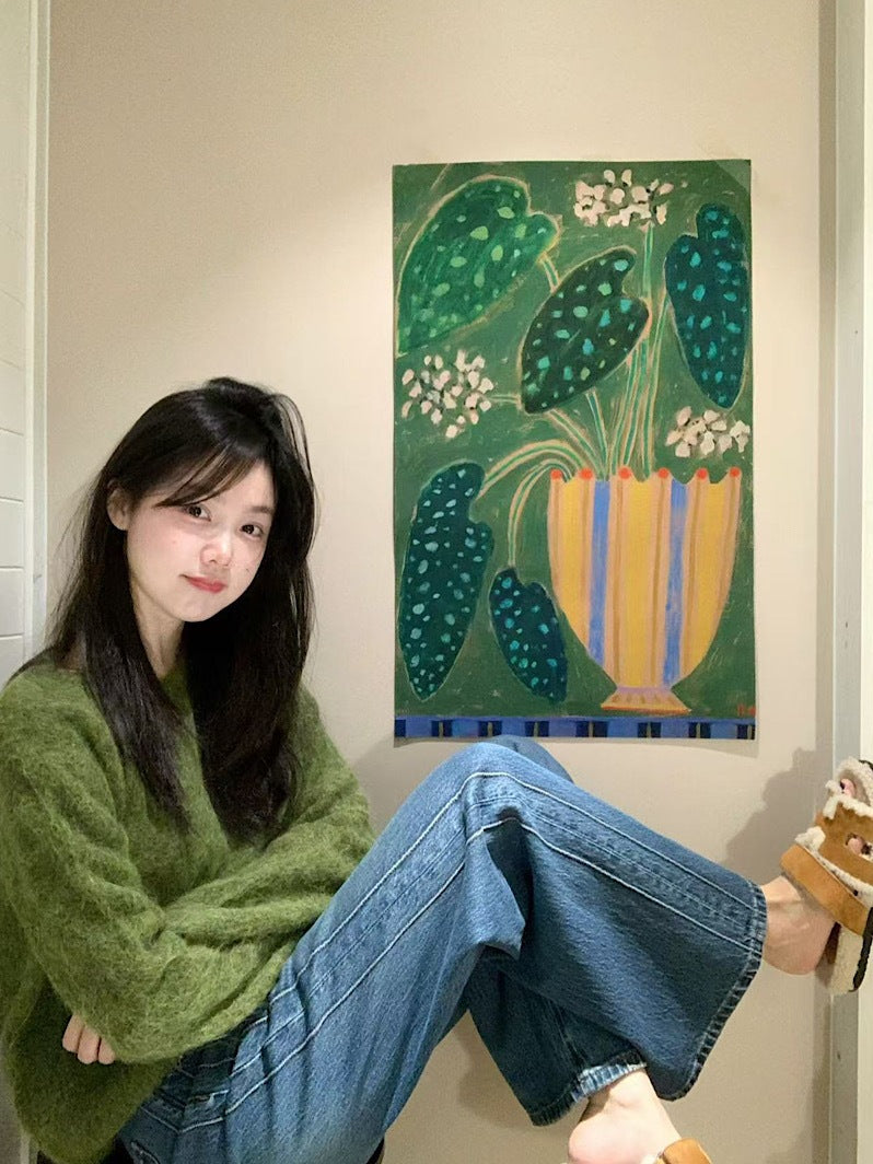 Suéter de manga larga con cuello redondo