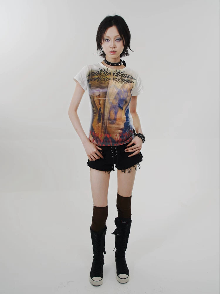 Tattoo Face Girl Short Sleeve T-Shirt