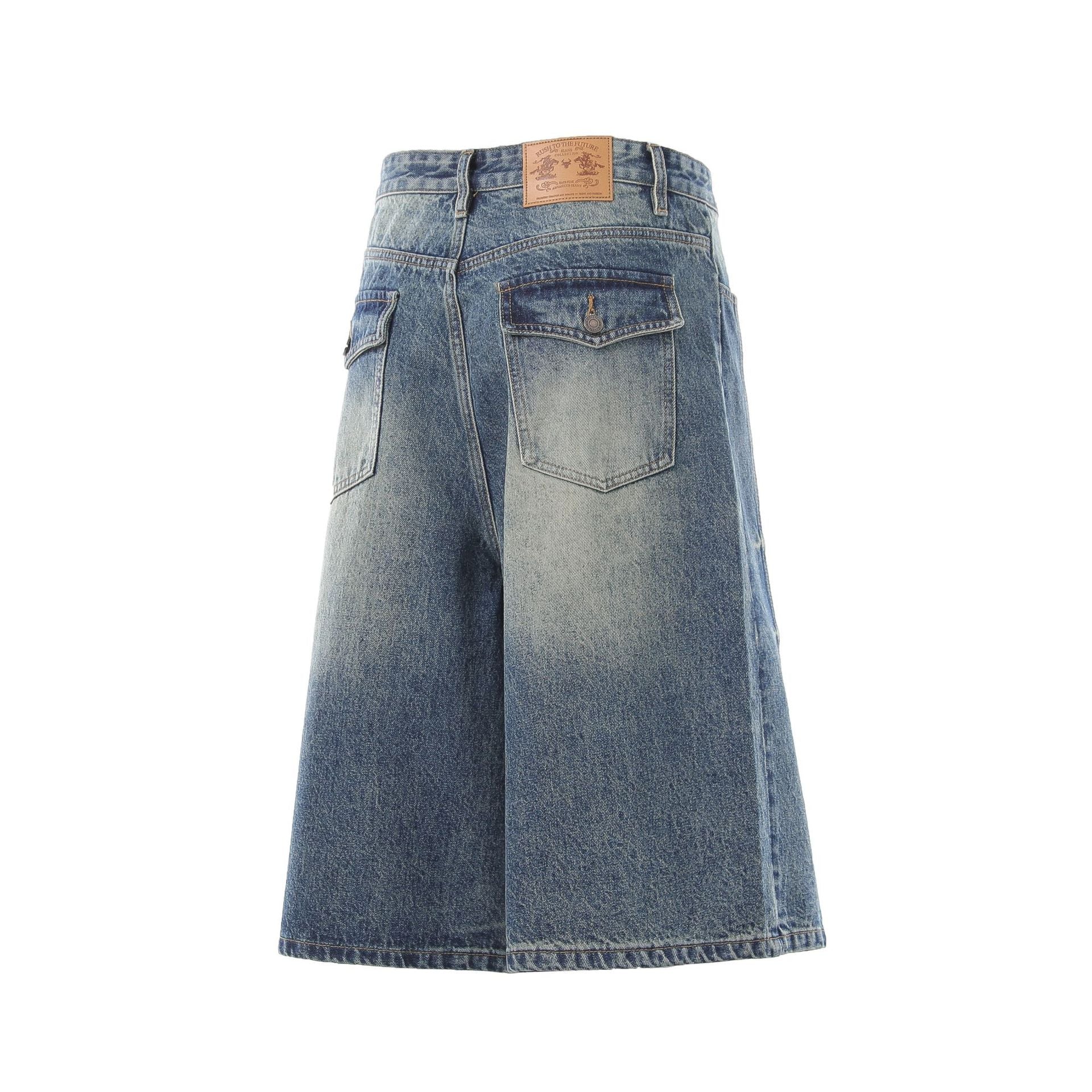 Denim Wash Wide Leg Jort