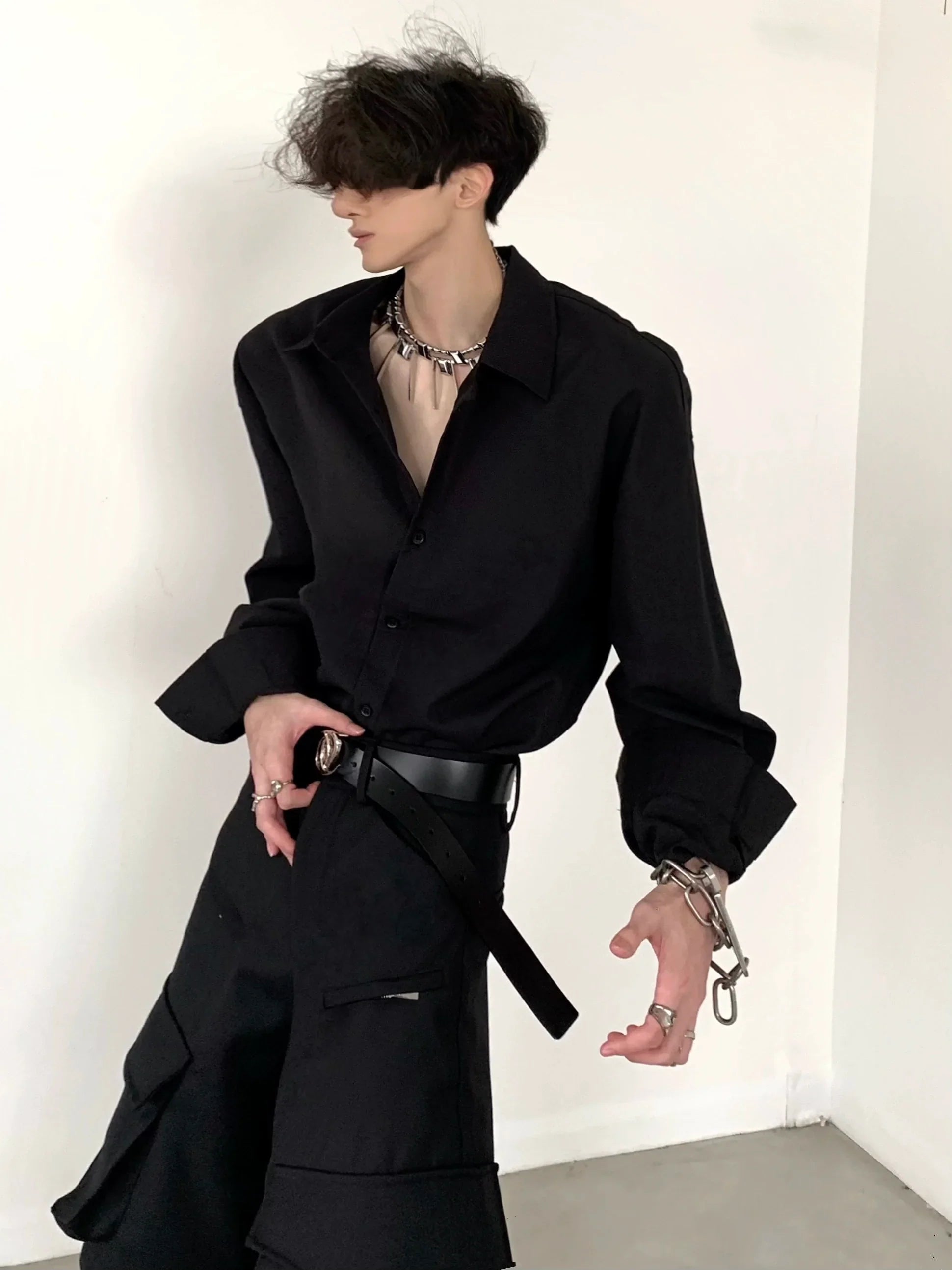 Oversize Simple Basic Long Sleeve Shirt