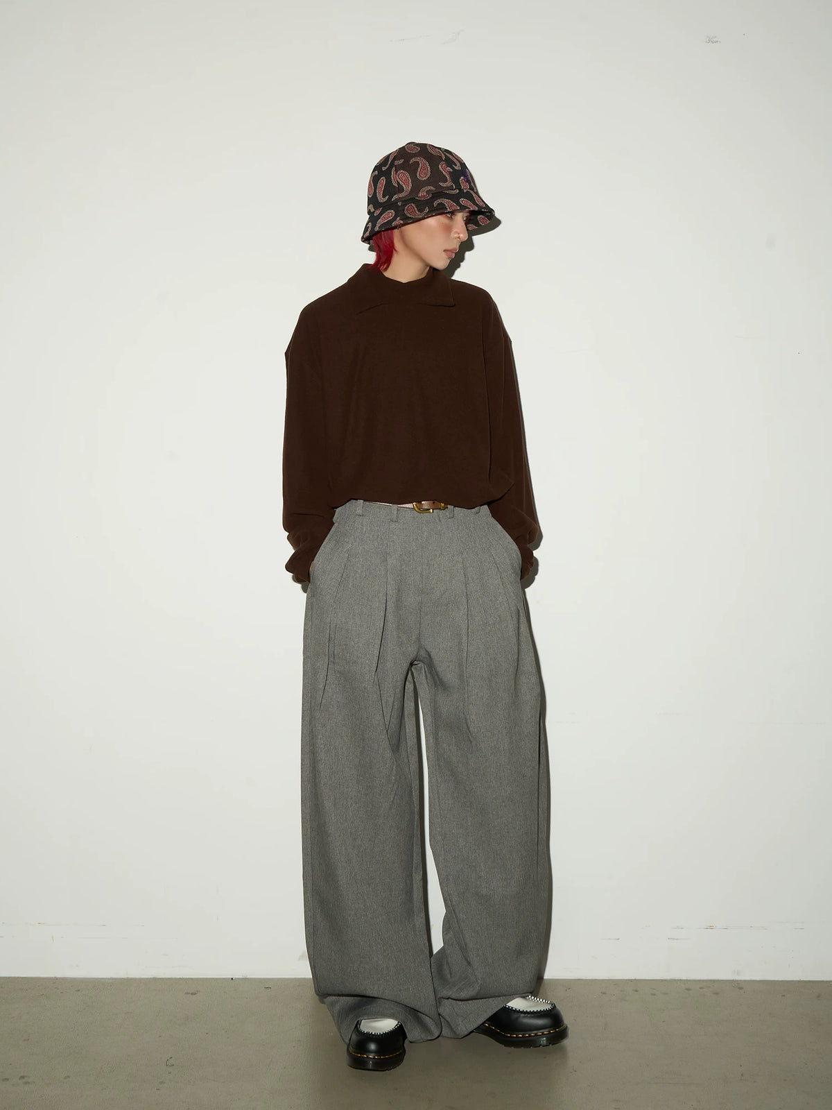 Pleats High Waist Wide Leg Trousers