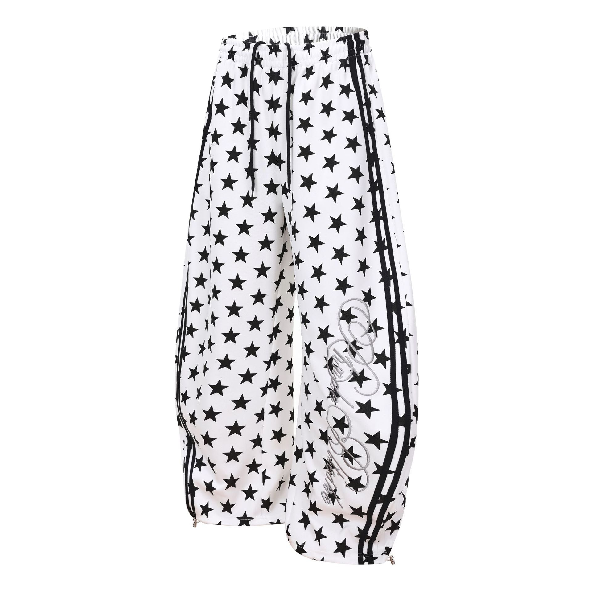 All-Over Print Deconstruction Wide Leg Curved Sweatpants