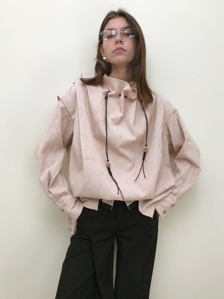 Wrinkle Design Long Sleeve Shirt