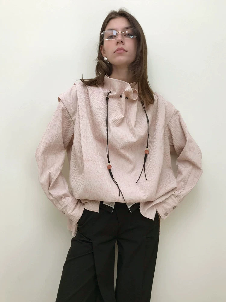 Wrinkle Design Long Sleeve Shirt