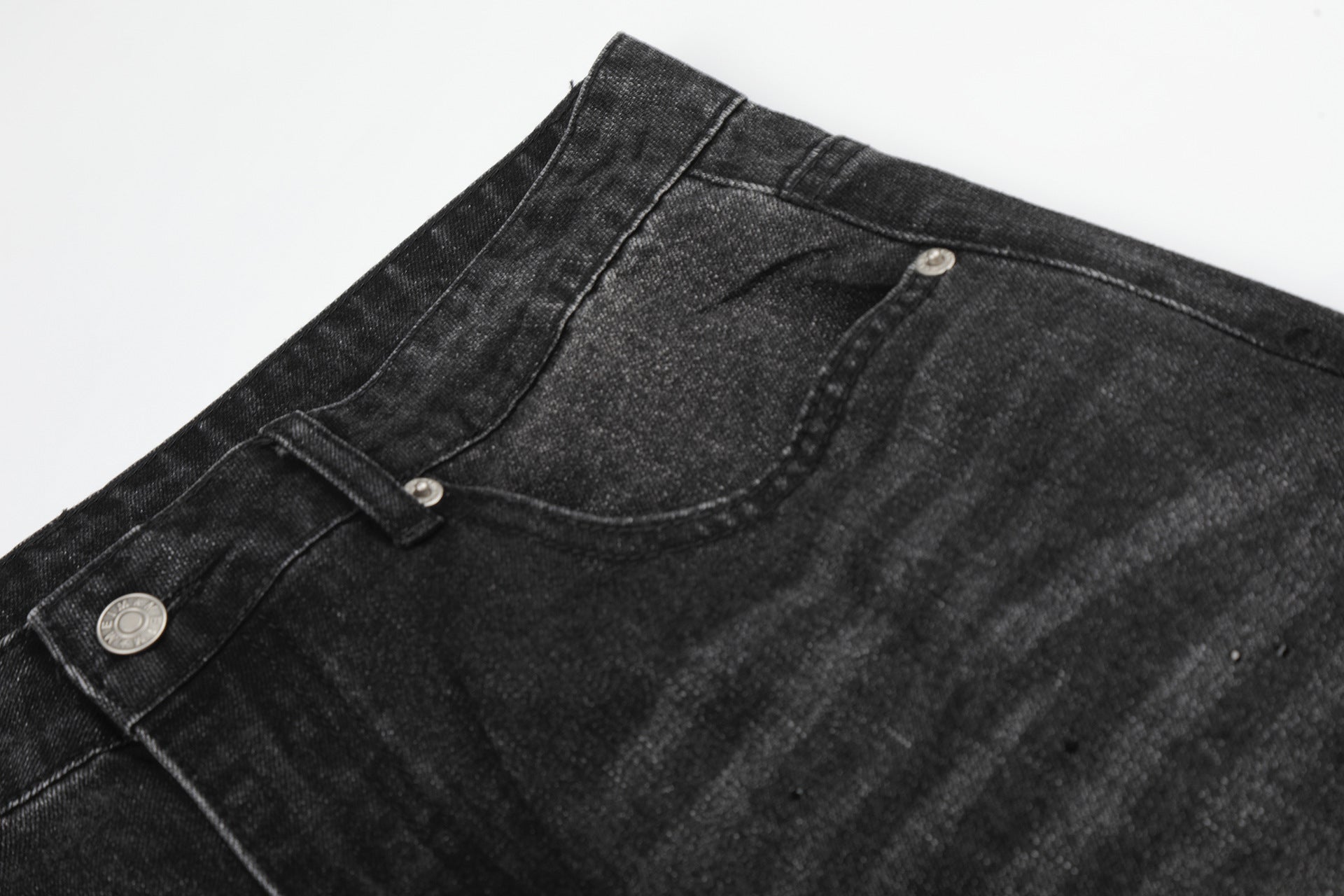 Washed Rhinestone Barrel Denim Jeans