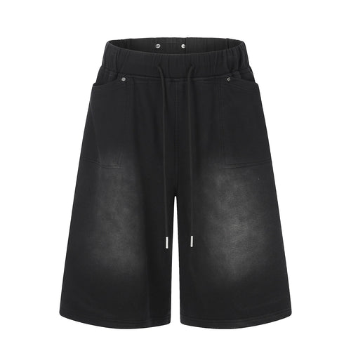 Bermuda de Moletom Wide Leg Lavada - Preto / S