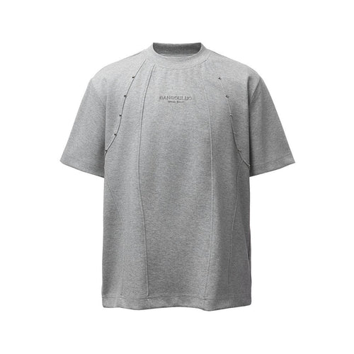 Camiseta de manga corta oversize con cuentas deconstruidas en hilo doble de alto gramaje - Gris / S