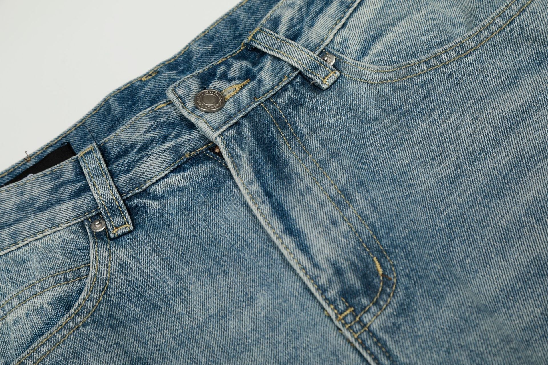 Washed Side Stripe Curved Denim Jeans
