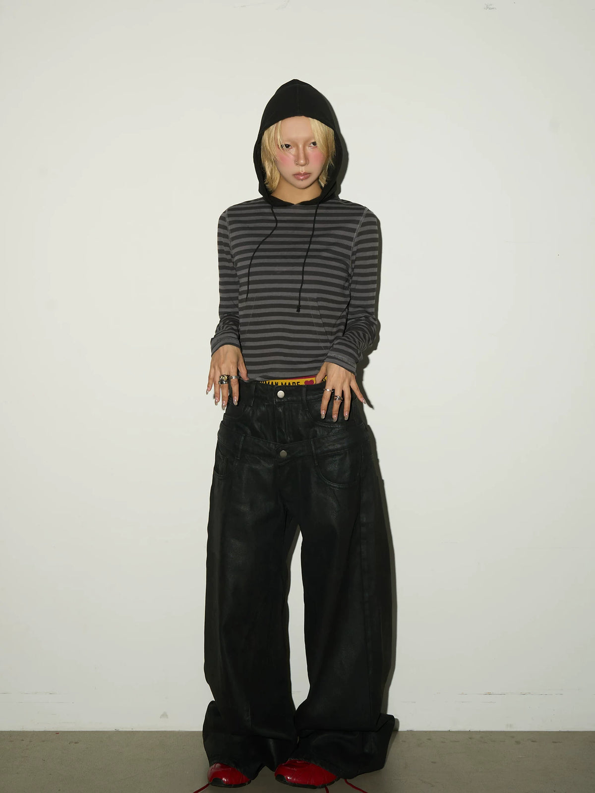 Washed Denim Jacket & Double Waist Wide Leg Denim Jeans Setup