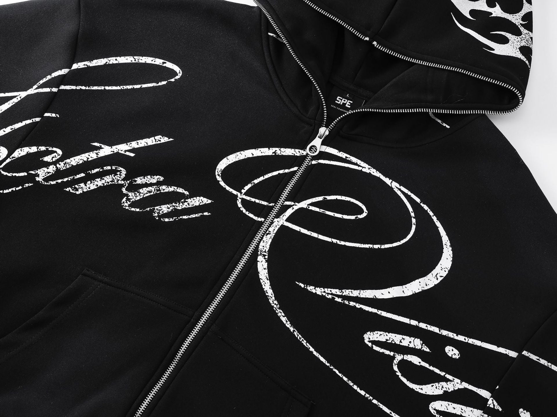 Letter Tribal Print Zipper Hoodie