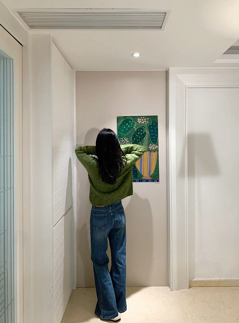 Suéter de manga larga con cuello redondo