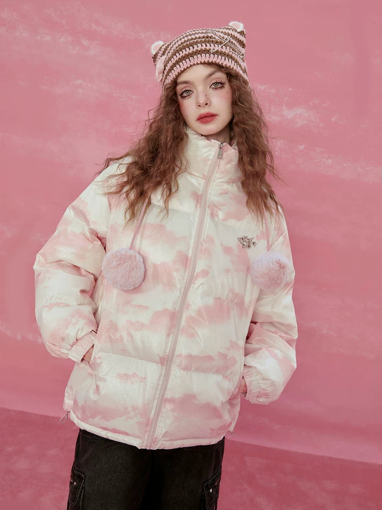 Oversize High-Neck White Duck Down Jacket