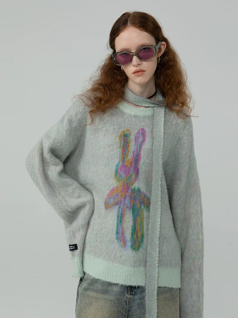 Colorful Bunny Graphic Sweater