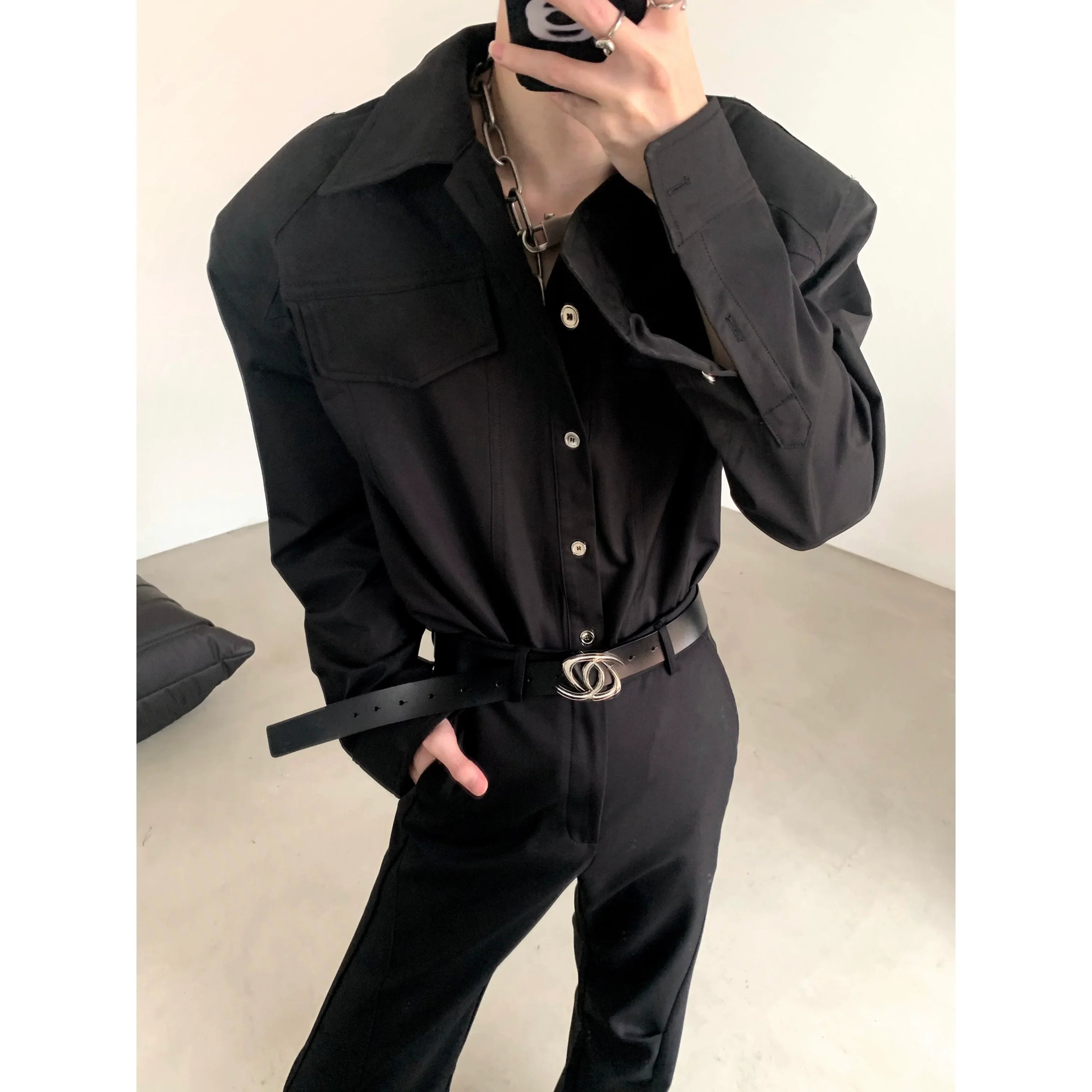 Shoulder Pad Long Sleeve Shirt
