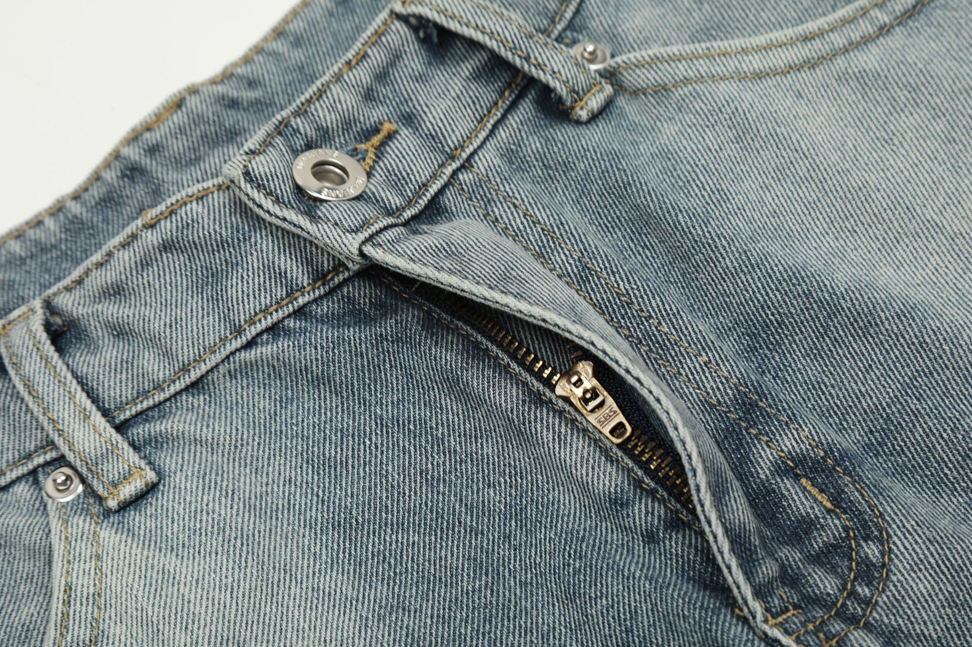Washed Deconstruction Wide Leg Denim Jort