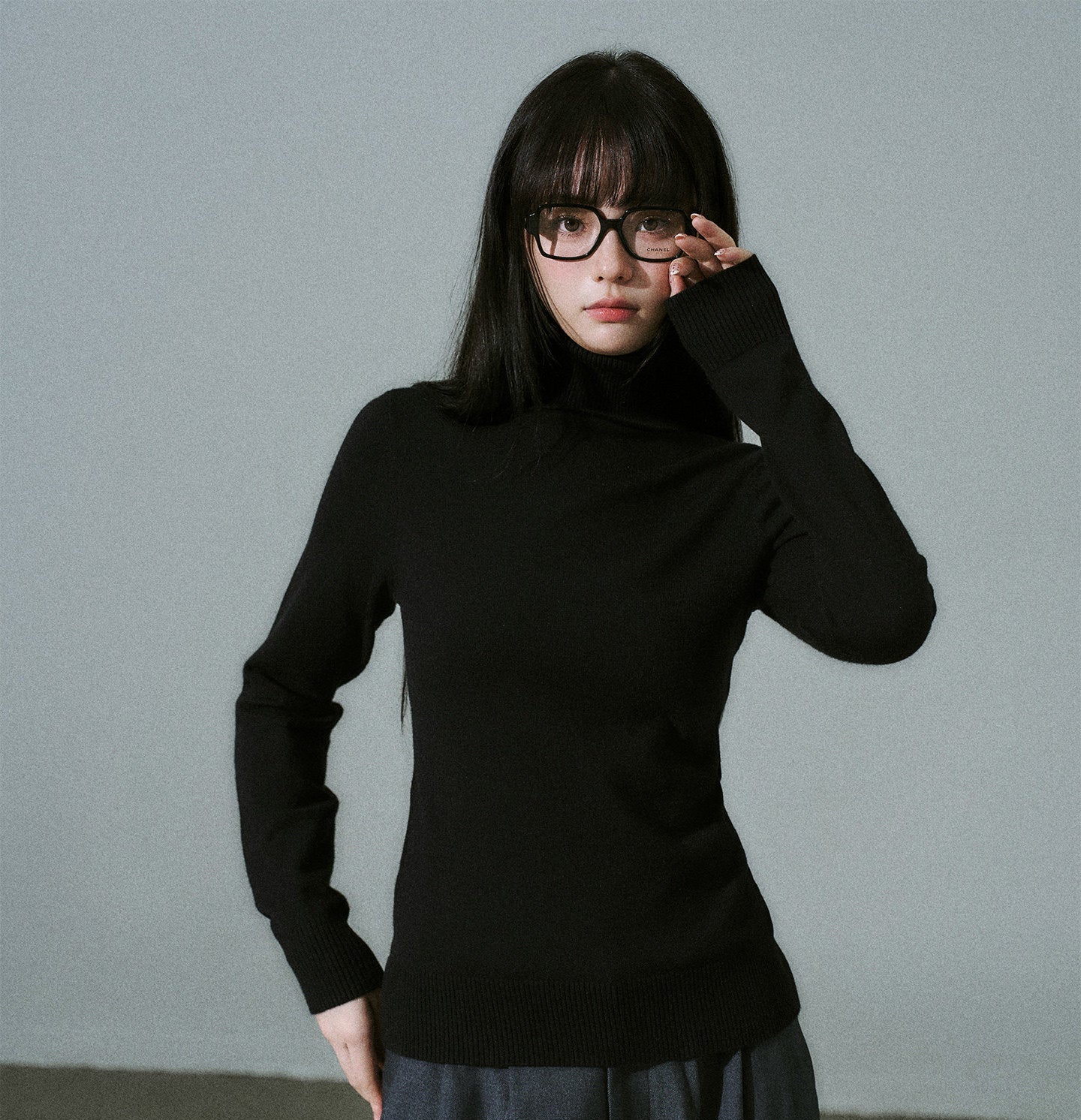 Stretch Warm High-Neck Knit Sweater