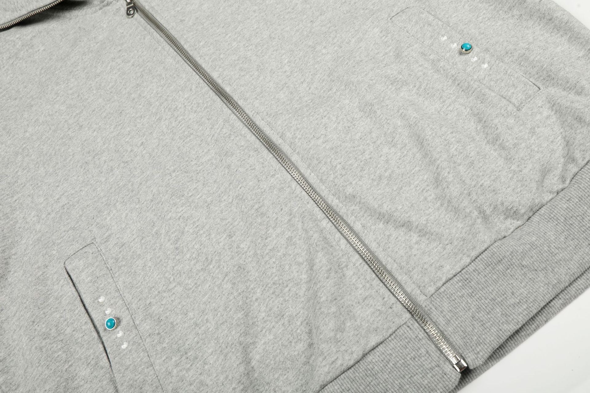 Turquoise Stone Zipper Hoodie