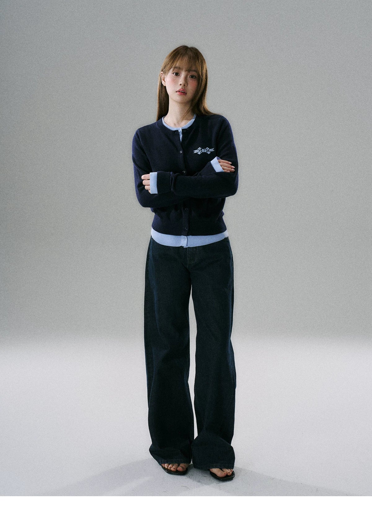 Logo Embroidery Knit Cardigan