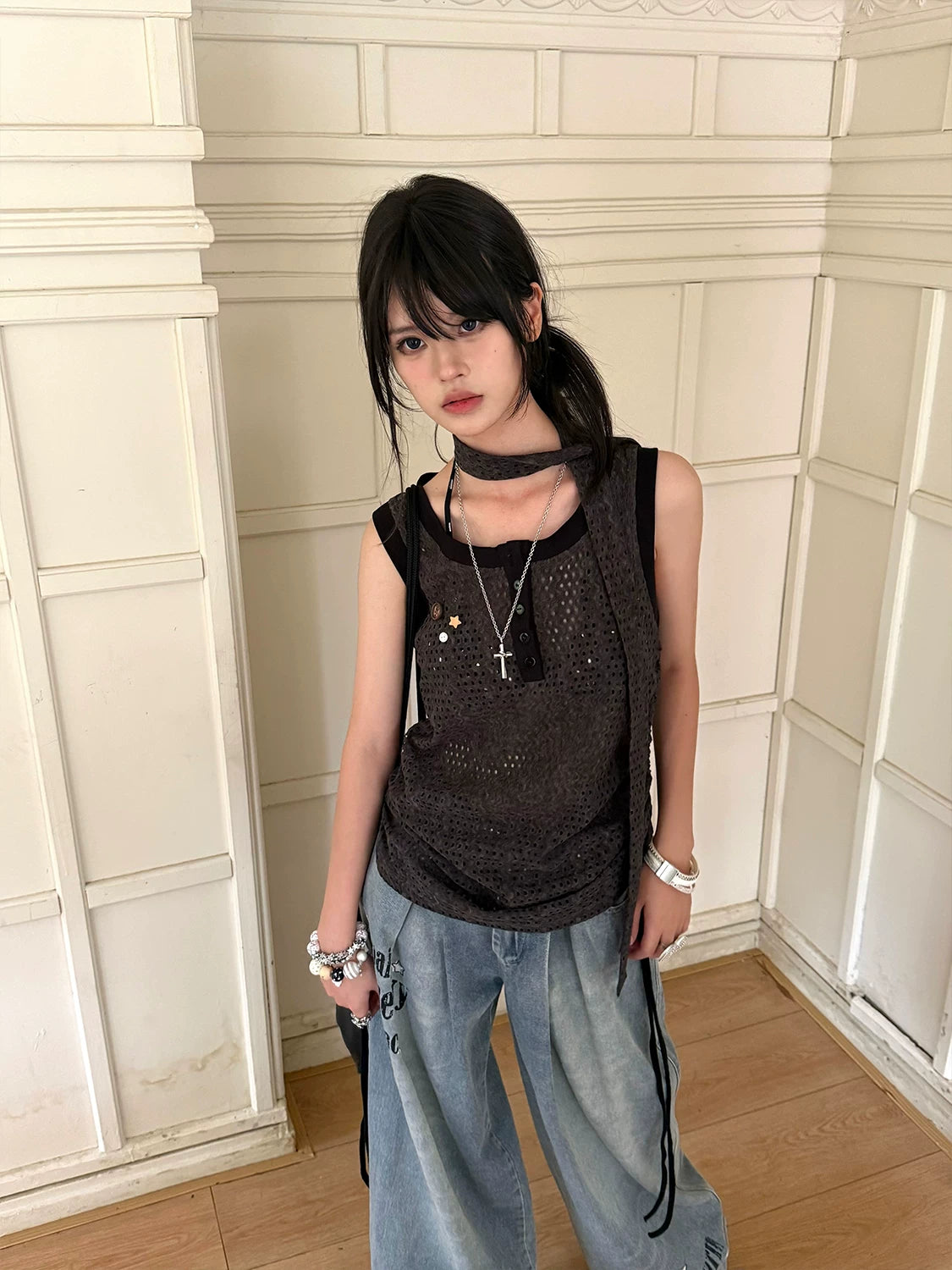 Strap Detail Oversize Tank Top