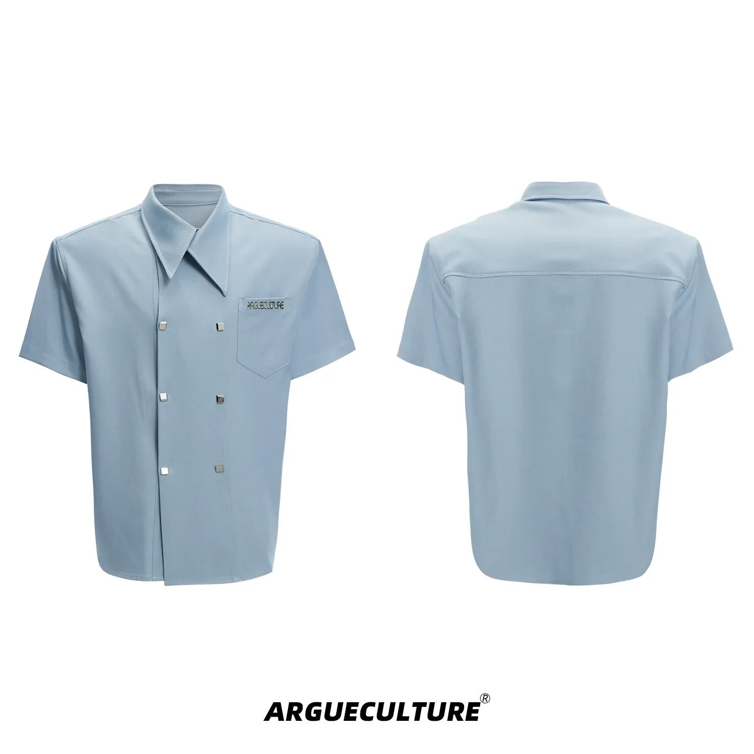 Double-Breasted Design Oversize Short Sleeve Shirt