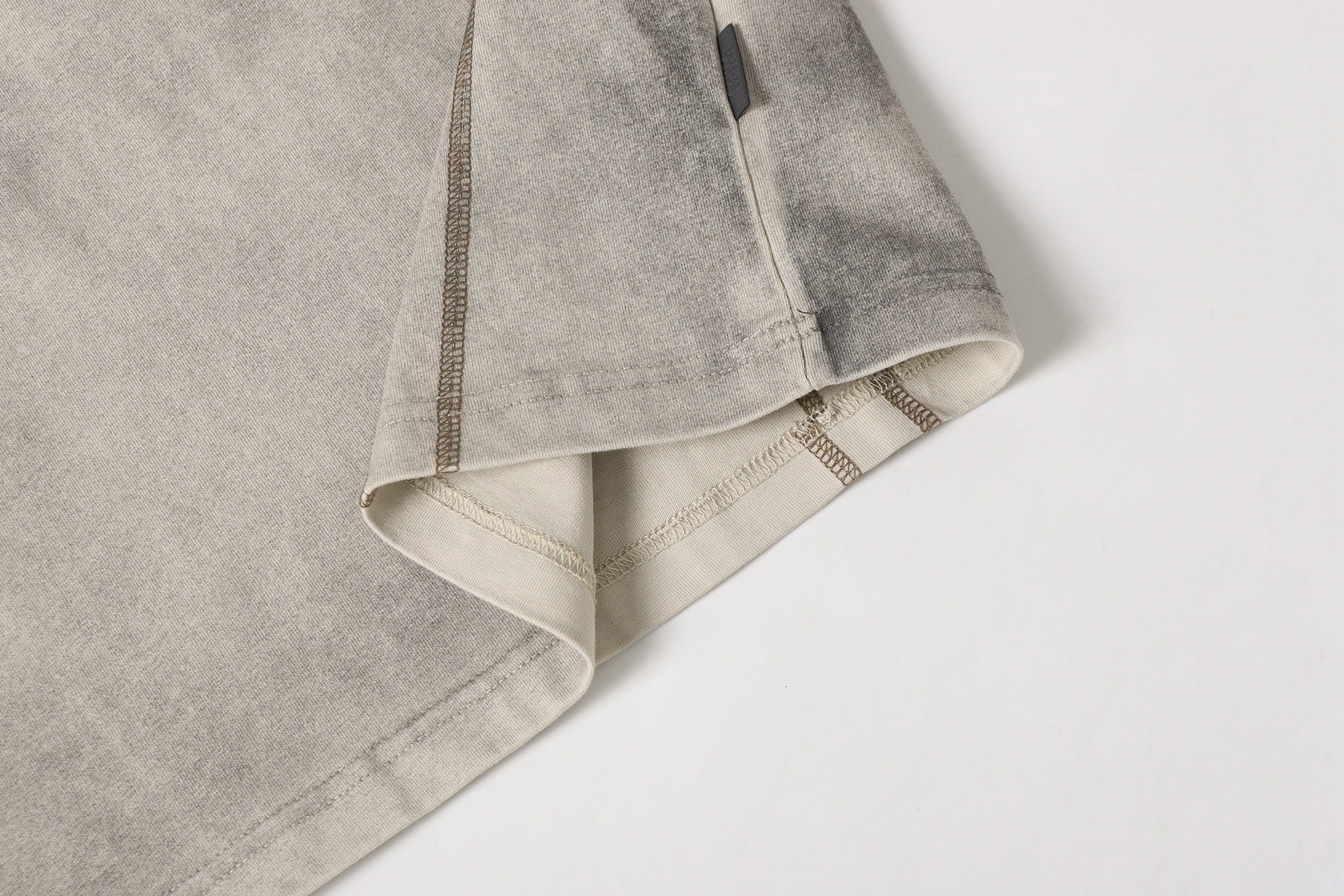 Semi-Open Collar Washed Short Sleeve T-Shirt