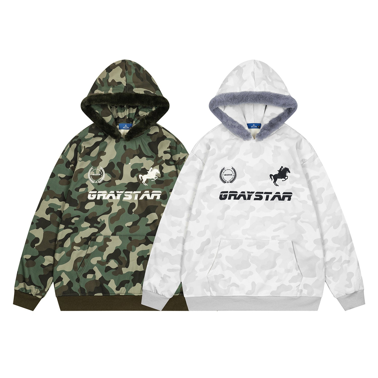 Camouflage Letter Embroidery Oversize Hoodie
