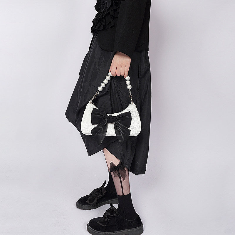 Contrast Color Bow Shoulder Bag