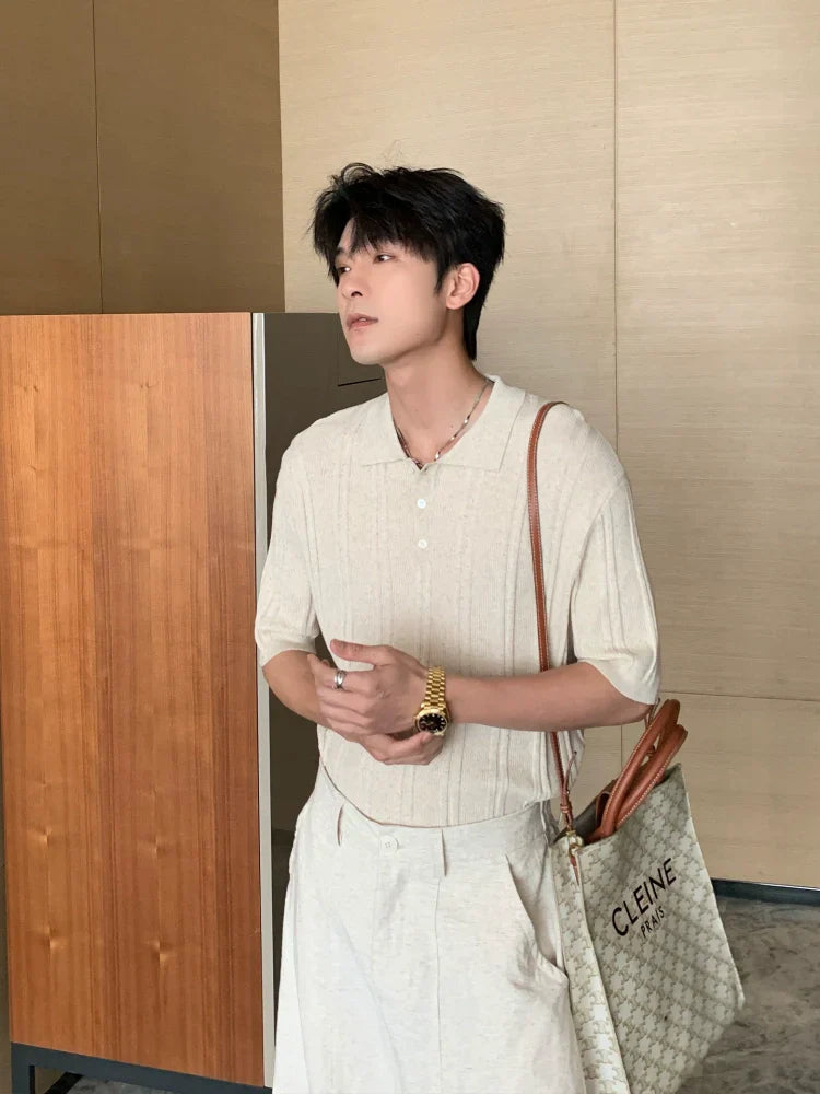Lyocel Knit Short Sleeve Polo Shirt