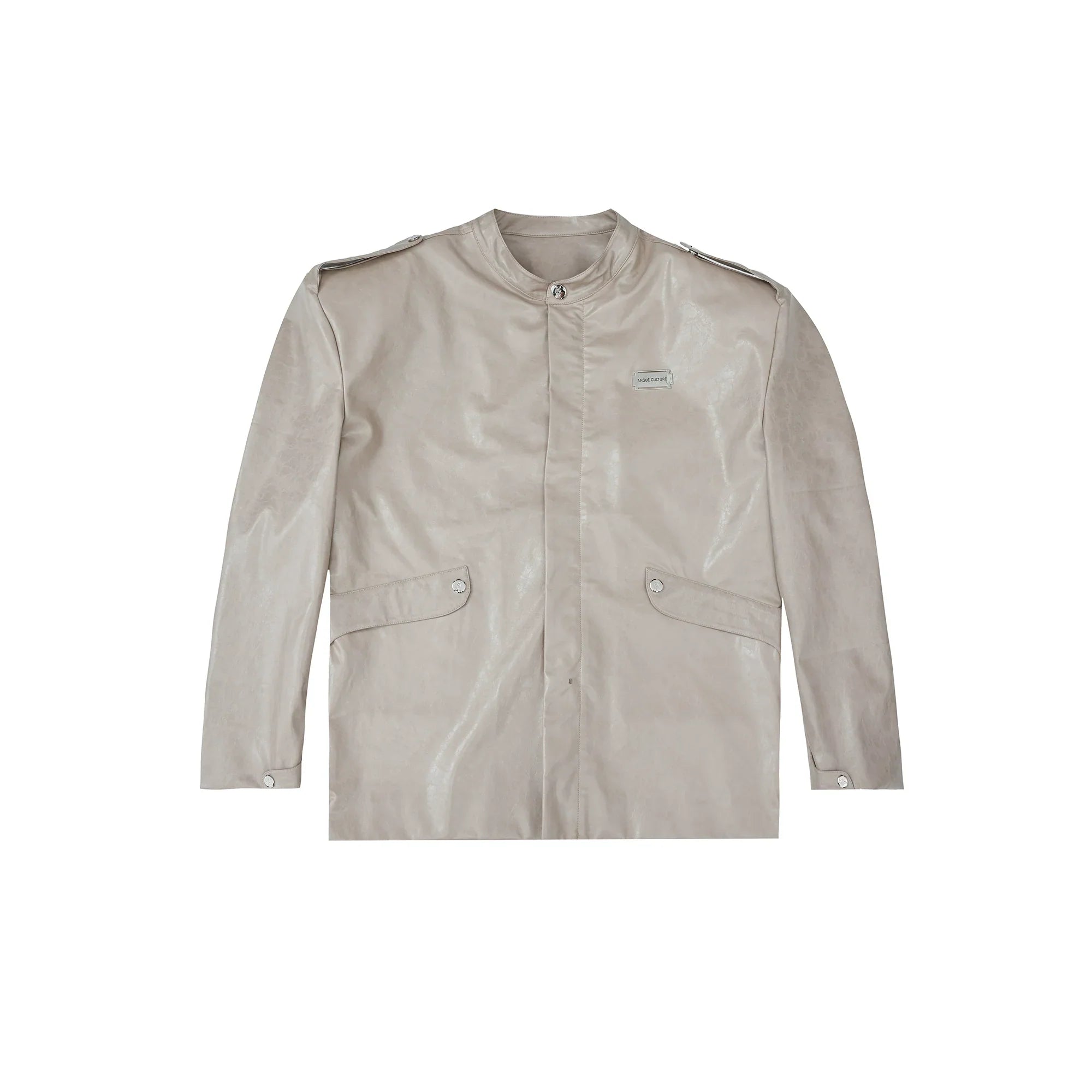Oversize Shoulder Pad PU Leather Jacket