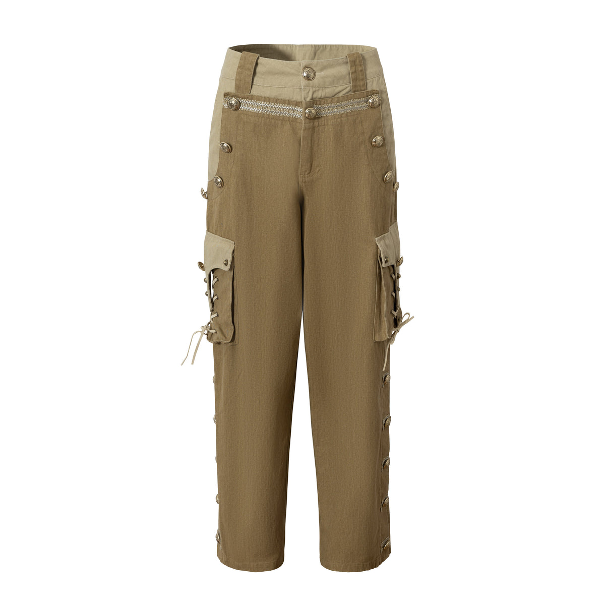 Panel Design Multi-Pocket Tapered Pants