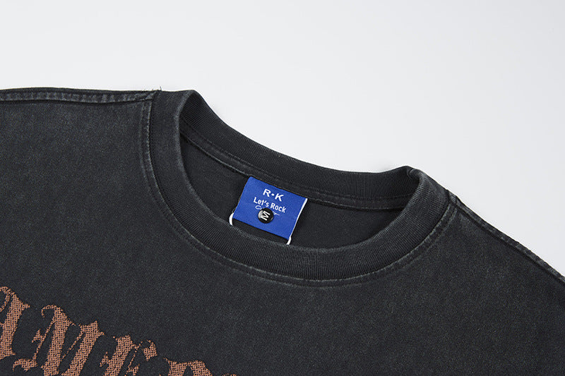 Washed Portrait Print Short Sleeve T-Shirt