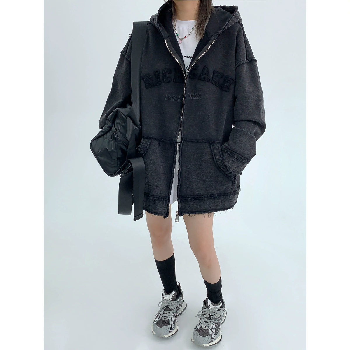 Damage Heavyweight Oversize Zipper Hoodie