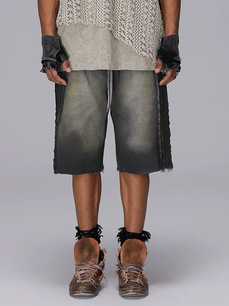 Inside-Out Patchwork Dirty Wash Knit Short