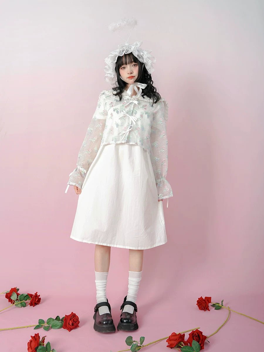 Bow Lace-Up Jacquard Lightweight Jacket