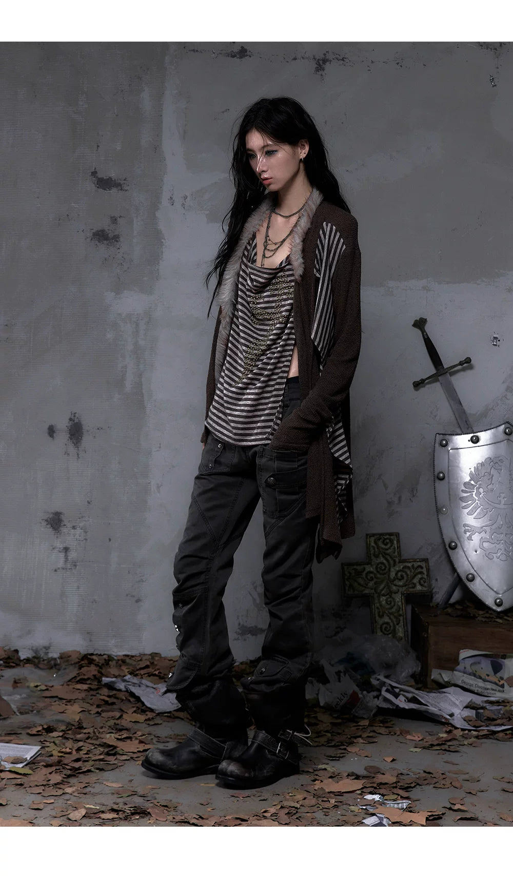 Wrinkle Washed Flare Suede Pants