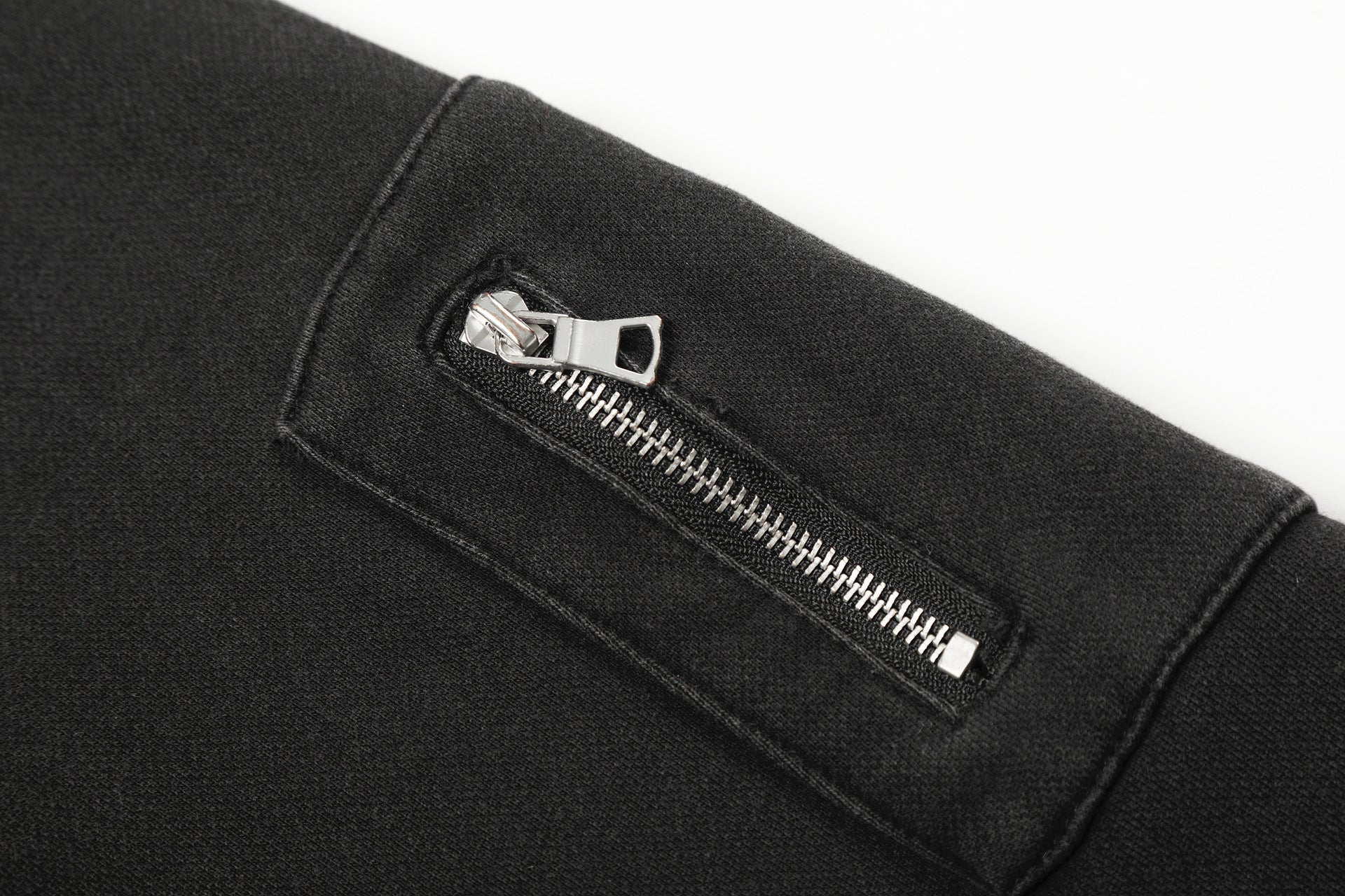 Heavyweight Rivet Washed Damage Zipper Hoodie