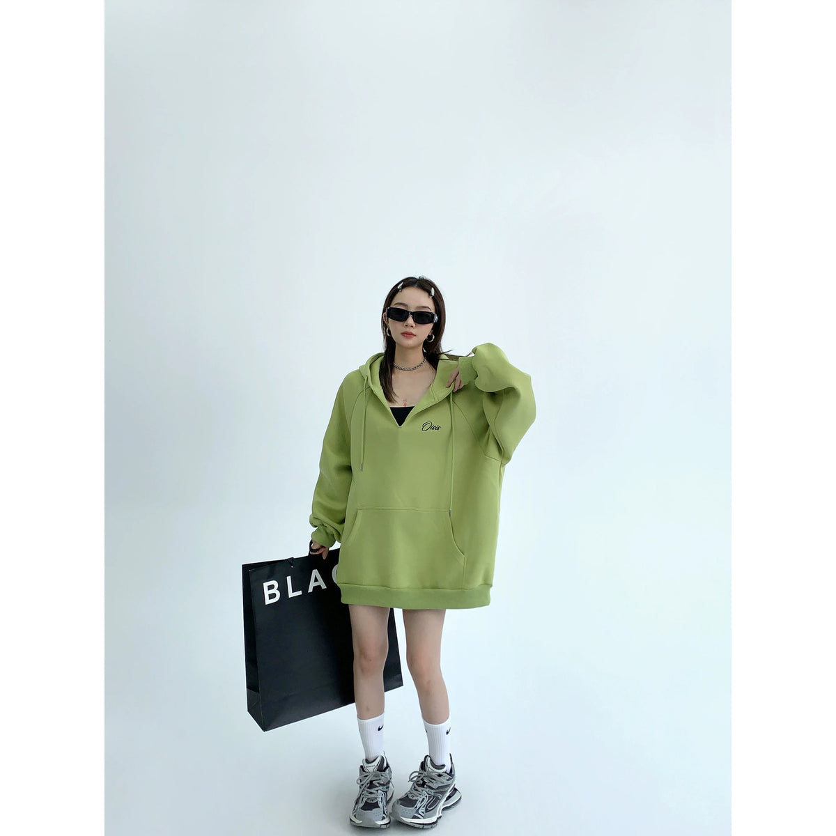 Oversized V-Neck Hoodie
