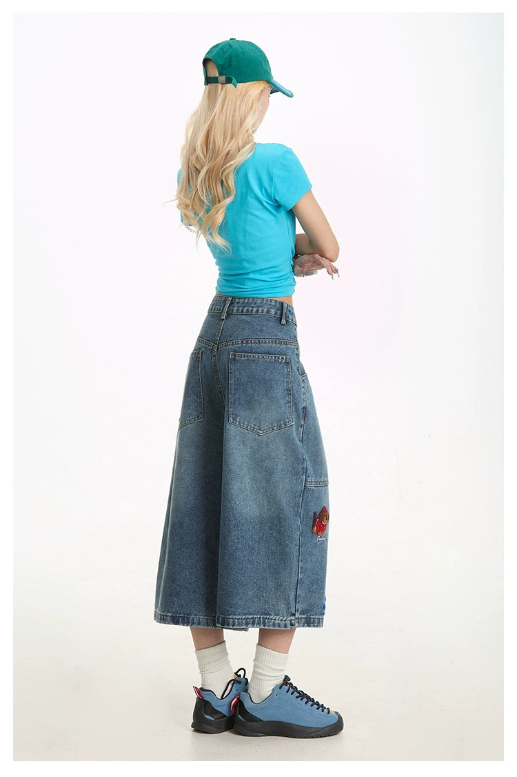 Fun Embroidered Denim Jort