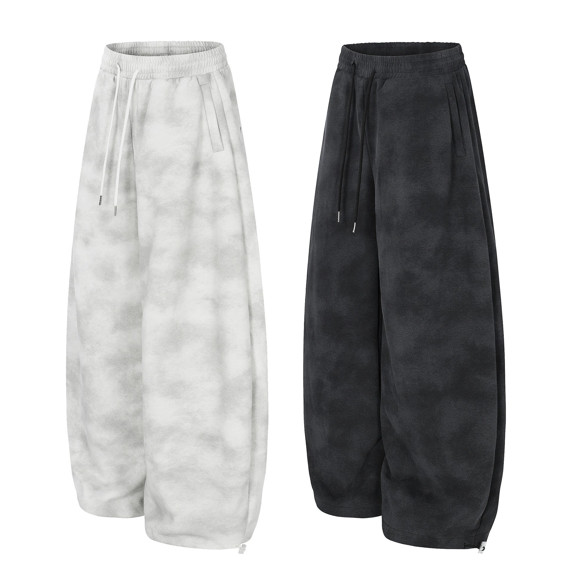 Cloud Washed Cross Embroidery Wide Leg Sweaet Pants