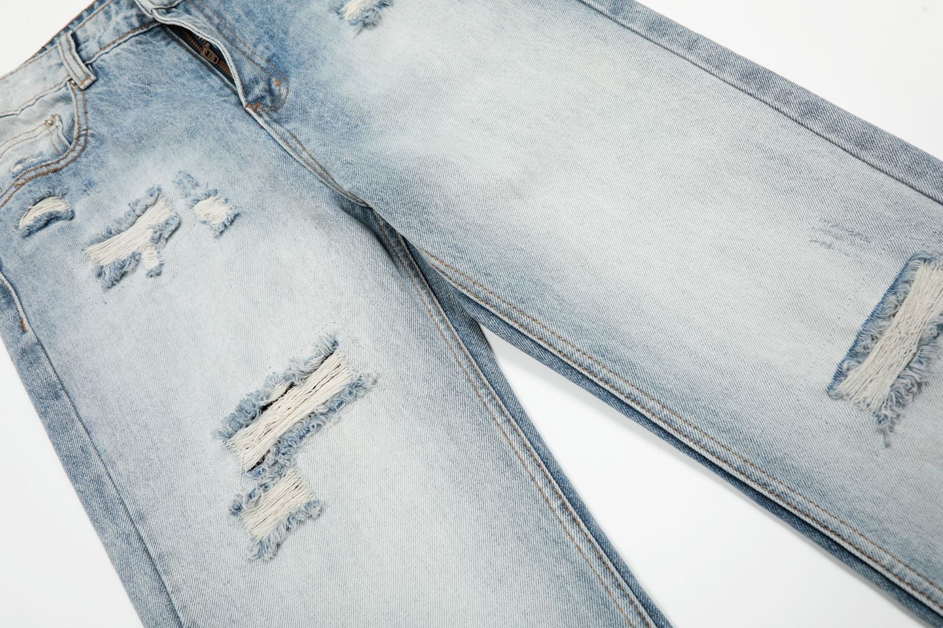Washed Damage Flare Denim Jeans